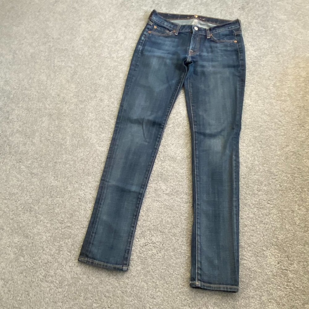 - 7 for All Mankind Joyce Blue Jeans 7.5" Rise Straight Skinny Size 27  - 1G1123